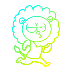 cold gradient line drawing cartoon running lion