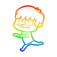 rainbow gradient line drawing happy cartoon man