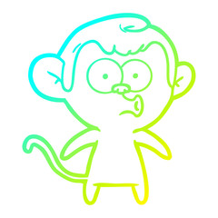 cold gradient line drawing cartoon hooting monkey
