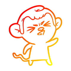 warm gradient line drawing cartoon angry monkey
