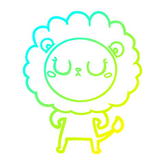 cold gradient line drawing cartoon lion