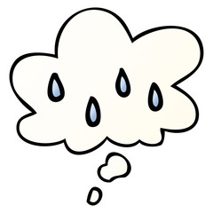 cartoon rain and thought bubble in smooth gradient style