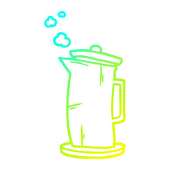 cold gradient line drawing old style kettle