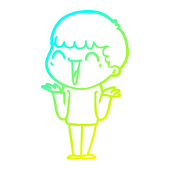 cold gradient line drawing cartoon happy man