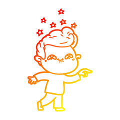 warm gradient line drawing cartoon excited man