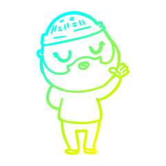 cold gradient line drawing cute cartoon man with beard