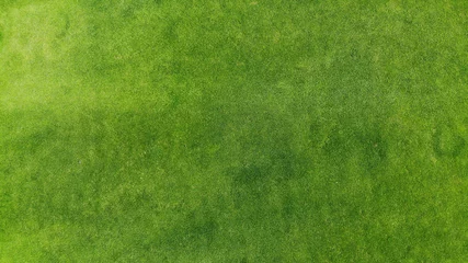 Foto op Canvas Antenne. De groene achtergrond van de grastextuur. Bovenaanzicht van drone. © Dmytro