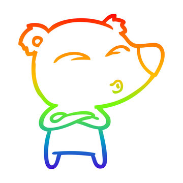 recommend clip art: rainbow gradient line drawing cartoon whistling bear