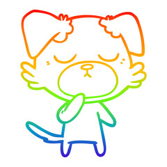 rainbow gradient line drawing cute cartoon dog