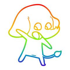 rainbow gradient line drawing cute cartoon elephant