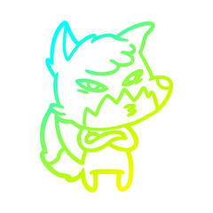 cold gradient line drawing clever cartoon fox