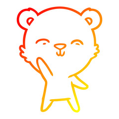 warm gradient line drawing happy cartoon bear