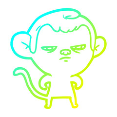 cold gradient line drawing cartoon monkey