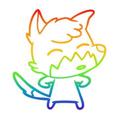 rainbow gradient line drawing cartoon fox