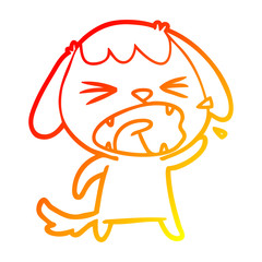 warm gradient line drawing cute cartoon dog barking