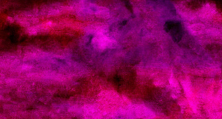 Deep dark magenta watercolor on black background. Pink paper texture water color painted illustration. Colorful smeared fuchsia neon paper textured aquarelle canvas for creative design