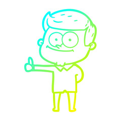 cold gradient line drawing cartoon smiling man