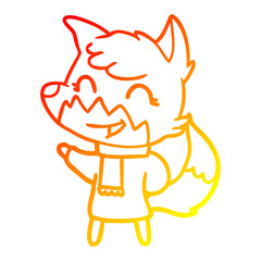 warm gradient line drawing happy cartoon fox