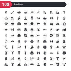 100 fashion icons set such as heart pendant, belt pouch, tunic, coif, collar, royal, german hat with small feather, cheongsam, hair dye