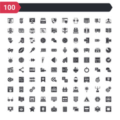 100 web icons set such as slider, web page variant, overlay, create list button, close envelope, home button, web mark as favorite star, message closed envelope, on slider