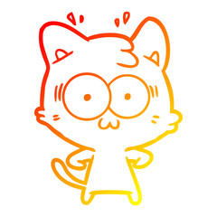 warm gradient line drawing cartoon surprised cat