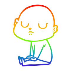 rainbow gradient line drawing cartoon bald man