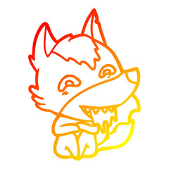 warm gradient line drawing cartoon hungry wolf