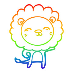rainbow gradient line drawing cartoon lion