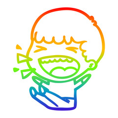 rainbow gradient line drawing cartoon laughing man