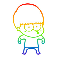 rainbow gradient line drawing nervous cartoon boy