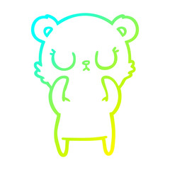 Obraz premium cold gradient line drawing peaceful cartoon bear