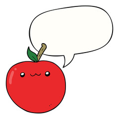 cartoon cute apple and speech bubble