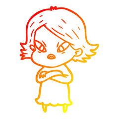 warm gradient line drawing cartoon stressed woman