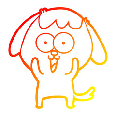 warm gradient line drawing cute cartoon dog
