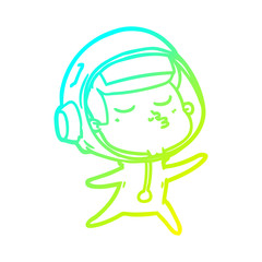 cold gradient line drawing cartoon confident astronaut