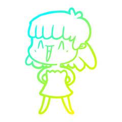 cold gradient line drawing cartoon woman