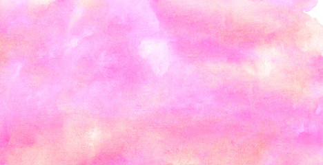 Pink color light ink effect shades gradient on textured paper. Soft smeared aquarelle painted magenta watercolor canvas for splash design, invitation background, vintage template