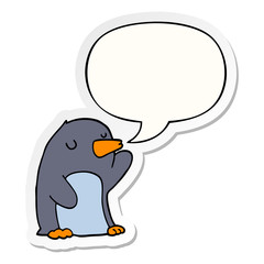 cartoon penguin and speech bubble sticker