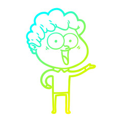 cold gradient line drawing excited man cartoon