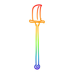 rainbow gradient line drawing cartoon bronze halberd