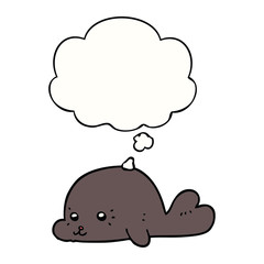 cartoon baby seal and thought bubble