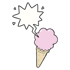 cartoon ice cream and speech bubble