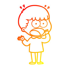 warm gradient line drawing cartoon shocked man gasping