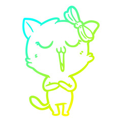 cold gradient line drawing cartoon cat