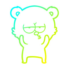 cold gradient line drawing bored polar bear cartoon