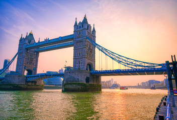 Tower Bridge across the River Thames in London, UK.