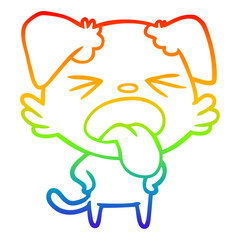 rainbow gradient line drawing cartoon disgusted dog
