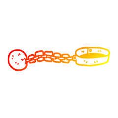 warm gradient line drawing cartoon ball and chain