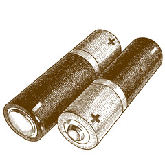 engraving illustration of two batteries