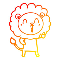 warm gradient line drawing laughing lion cartoon